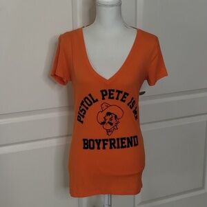 PINK VS women's medium 'Pistol Pete is my Boyfriend' short sleeve Tee v-neck
